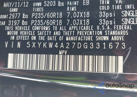 2013 Kia Sorento Sx from USA, damaged, VIN 5XYKW4A27DG331673